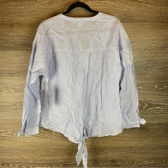 Nordstrom Blue Feather Claudette Stripe Cotton Blouse NWT Size M - Picture 8 of 9